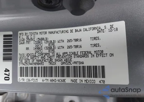 2019 Toyota Tacoma Trd Off Road z USA, uszkodzony, nr VIN 3TMAZ5CN4KM090493